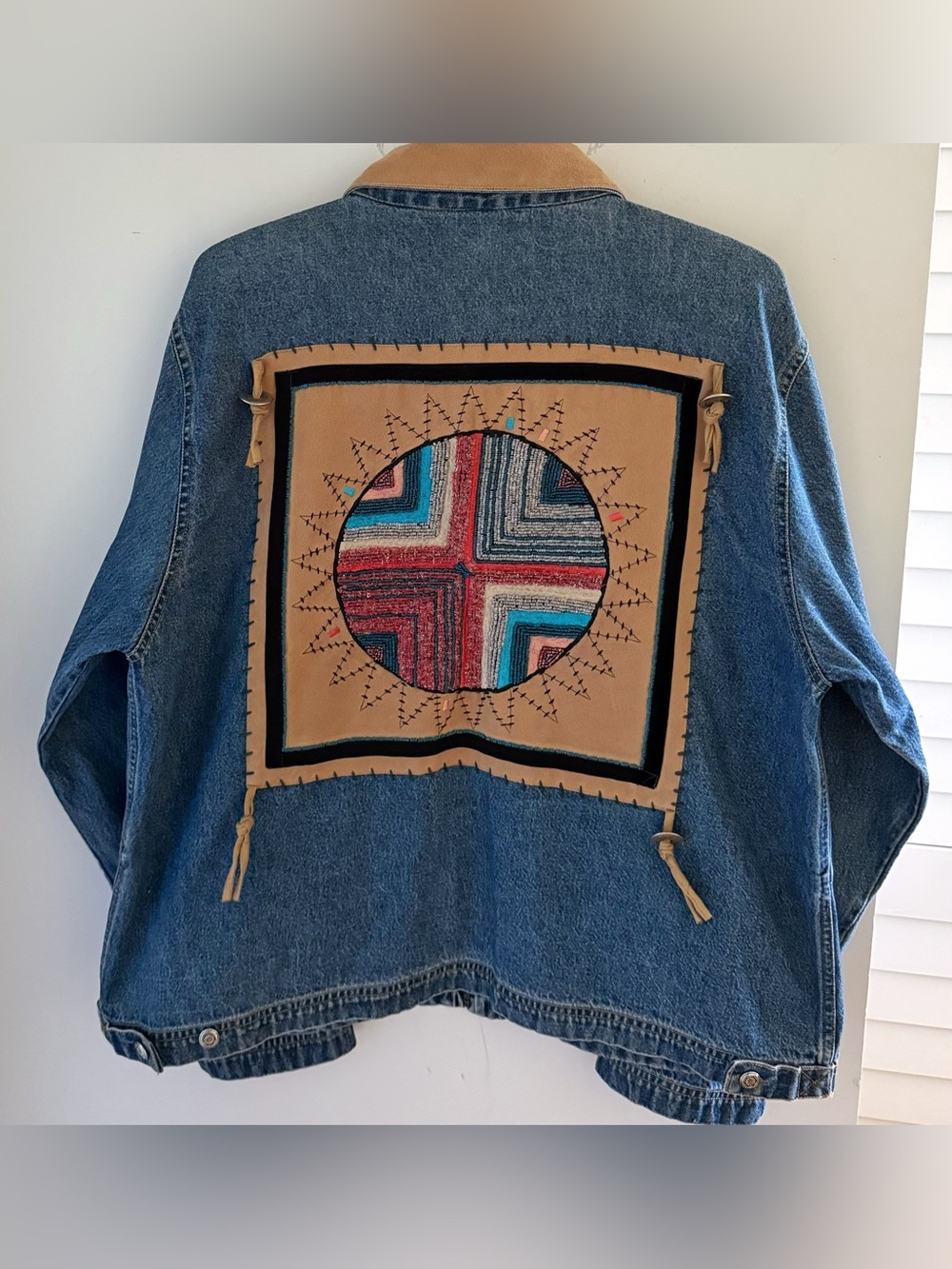 Vintage Beaded Denim Jacket M
